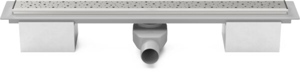 Lineární plastový žlab 1050 mm s nerez. rámkem, drops mat s bočním odtokem D 50 a otočným sifonem