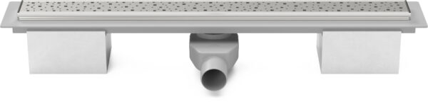 Lineární plastový žlab 1050 mm s nerez. rámkem, square mat s bočním odtokem D 50 a otočným sifonem