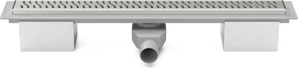 Lineární plastový žlab 650 mm s nerez. rámkem, harmony mat s bočním odtokem D 50 a otočným sifonem