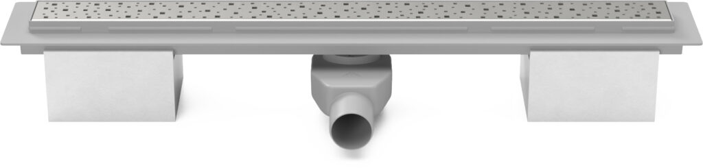 Lineární plastový žlab 650 mm, square lesk s bočním odtokem D 50 a otočným sifonem