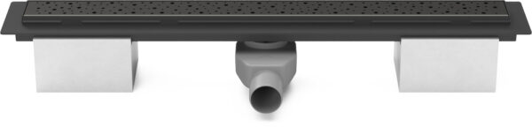Lineární plastový žlab černý 950 mm, drops černá, s bočním odtokem D 50 a otočným sifonem