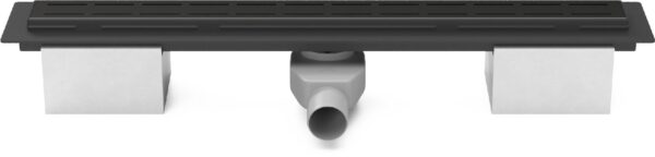 Lineární plastový žlab černý 950 mm, line černá, s bočním odtokem D 50 a otočným sifonem