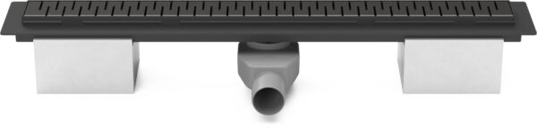 Lineární plastový žlab černý 950 mm, medium černá, s bočním odtokem D 50 a otočným sifonem