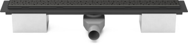 Lineární plastový žlab černý 950 mm, square černá, s bočním odtokem D 50 a otočným sifonem