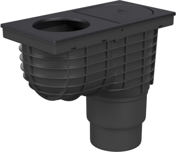 Lapač střešních splavenin spodní D110/D125, litinový povrch, pro svod D100