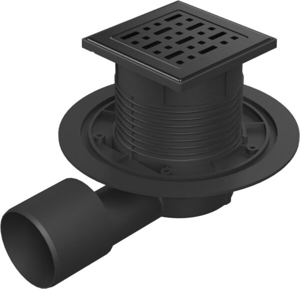 Podlahová vpusť boční černá D50/75, NEPTUN, nerez mřížka FACE černá