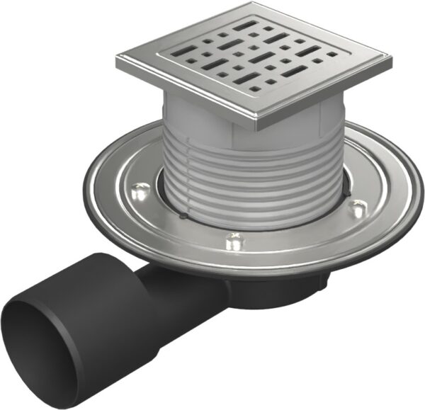 Podlahová vpusť boční D50/75 NEPTUN, nerez příruba, rámeček, mřížka FACE