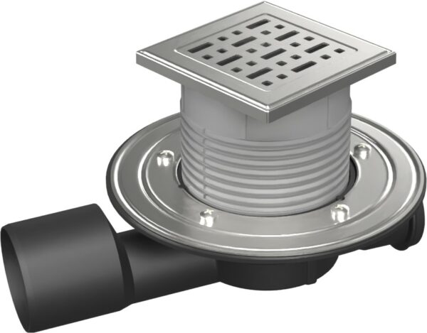 Podlahová vpusť průběžná D50/75 NEPTUN, nerez příruba, mřížka FACE
