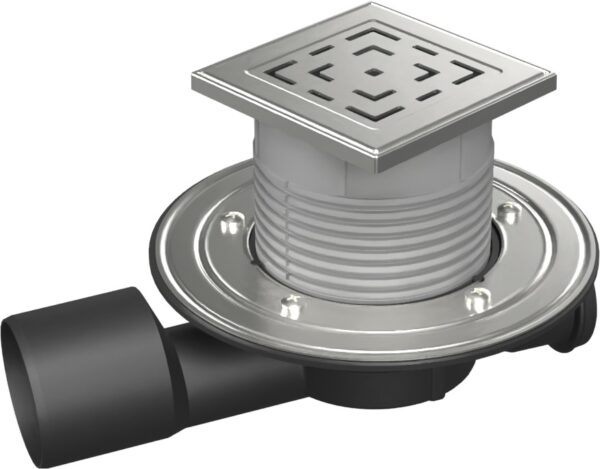 Podlahová vpusť průběžná D50/75 NEPTUN, nerez příruba, rámeček, mřížka LABYRINTH
