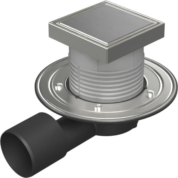 Podlahová vpusť boční D50/75 NEPTUN, nerez příruba, rámeček, mřížka STEEL