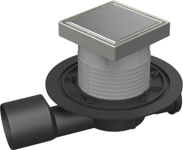 Podlahová vpusť průběžná D50/75 NEPTUN, nerez rámeček, mřížka STEEL