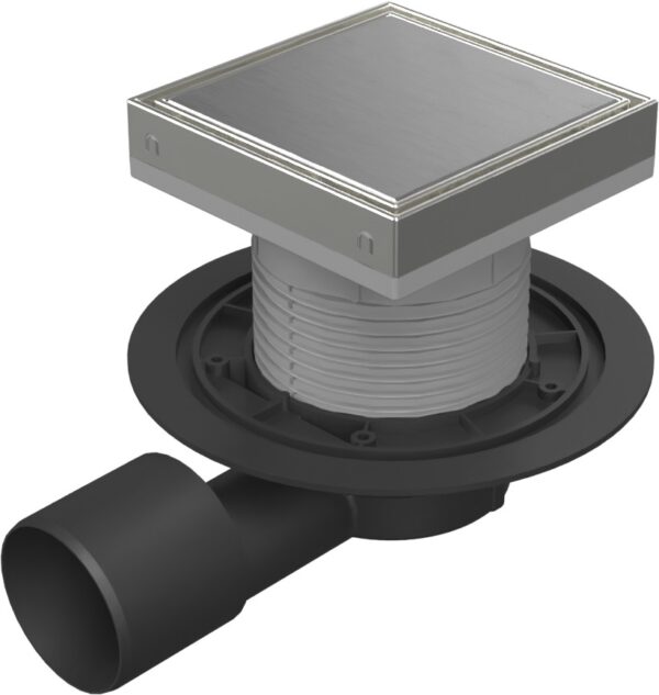 Podlahová vpusť boční D50/75 NEPTUN, nerez rámeček, mřížka STEEL