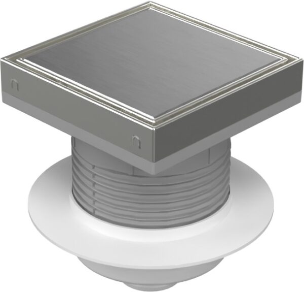 Podlahová vpusť spodní D50, NEPTUN, límec, nerez rámeček, mřížka STEEL