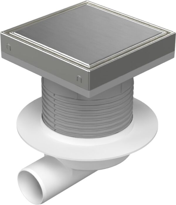 Podlahová vpusť boční D50, NEPTUN, límec, nerez rámeček, mřížka STEEL