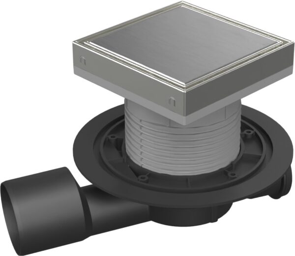 Podlahová vpusť průběžná D50/75, nerez rámeček, mřížka STEEL