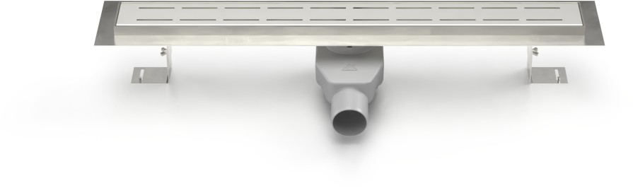 Lineární nerezový žlab 650 mm, line lesk s otočným bočním sifonem D50