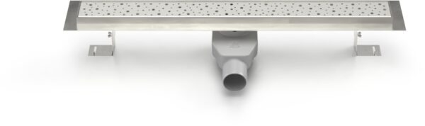 Lineární nerezový žlab 950 mm, drops mat s otočným bočním sifonem D50