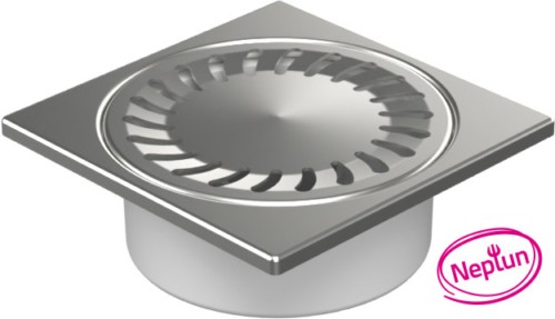 Podlahová vpusť spodní D50/82, NEPTUN, nerez rámeček, mřížka SUN