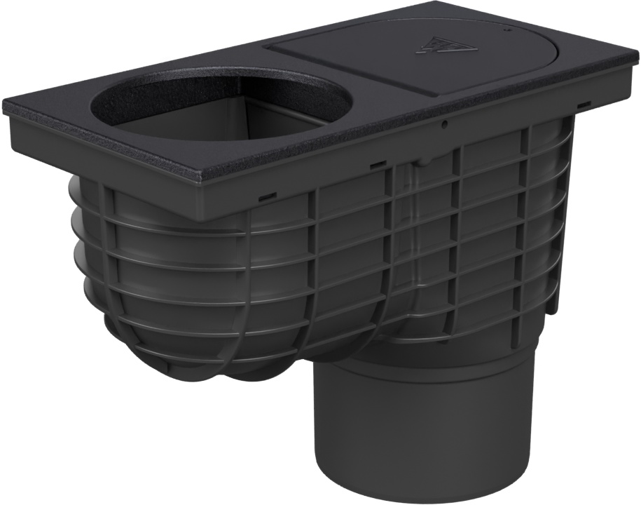 Lapač střešních splavenin spodní D125, litinový povrch, pro svod D125