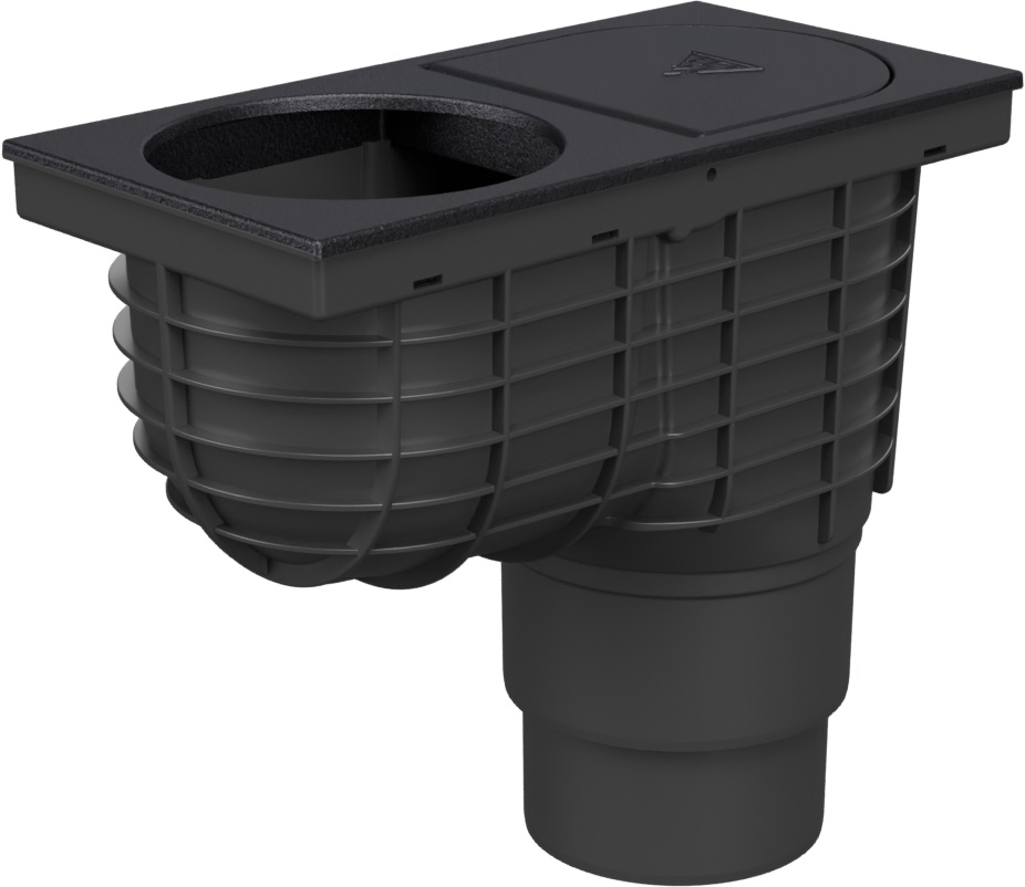 Lapač střešních splavenin spodní D110/D125, litinový povrch, pro svod D125