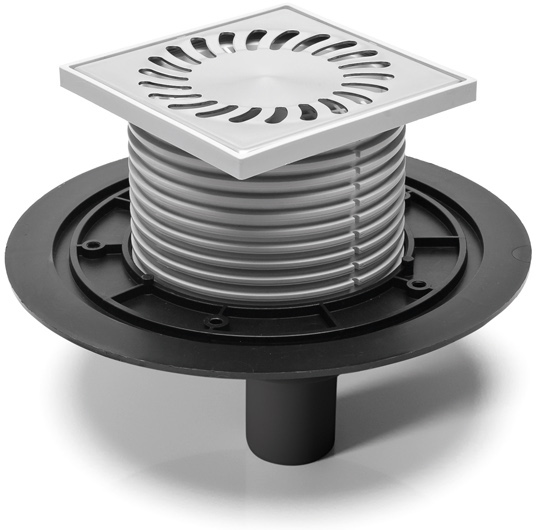 Podlahová vpusť spodní D40, nerez rámeček, mřížka SUN 125
