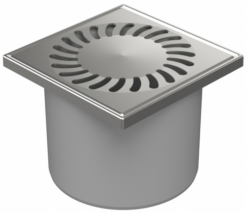 Podlahová vpusť přímá D110, nerez rámeček, mřížka SUN