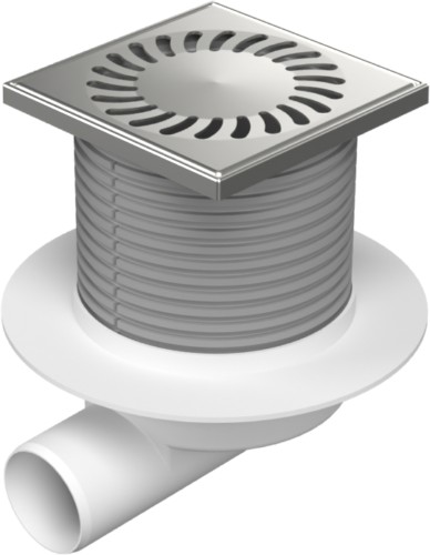 Podlahová vpusť boční D50, límec, nerez mřížka SUN 125