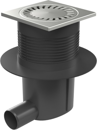 Kanalizační vpusť boční D50, suchá klapka, límec, nerez mřížka