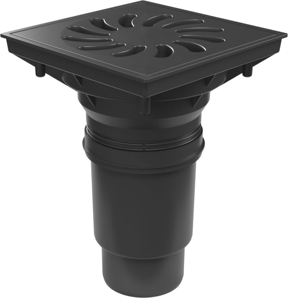 Kanalizační vpusť spodní D110-250 NEPTUN, plastová mřížka SUN