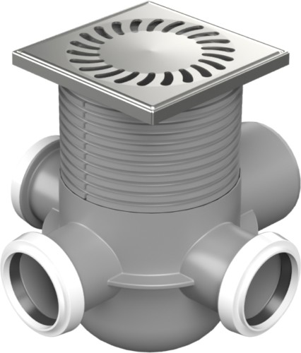 Podlahová vpusť boční D50/75 MULTI, nerez rámeček, mřížka SUN