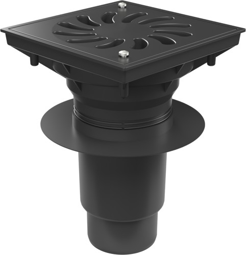 Kanalizační vpusť spodní D110-250 vodní hladina, límec, plastová mřížka SUN