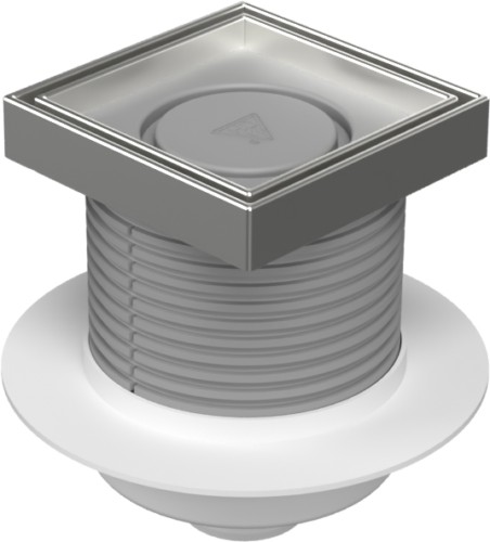 Podlahová vpusť spodní D50, límec, nerez rámeček, mřížka CERAMICS 125