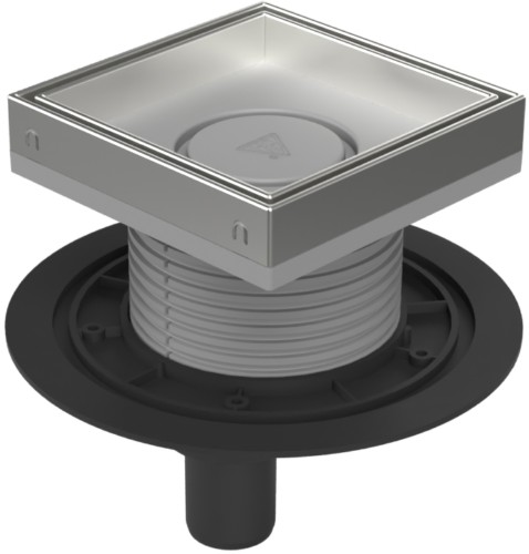 Podlahová vpusť spodní D40, nerez rámeček, mřížka CERAMICS 150