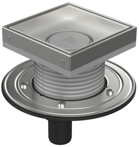 Podlahová vpusť spodní D40, nerez příruba, rámeček, mřížka CERAMICS 150