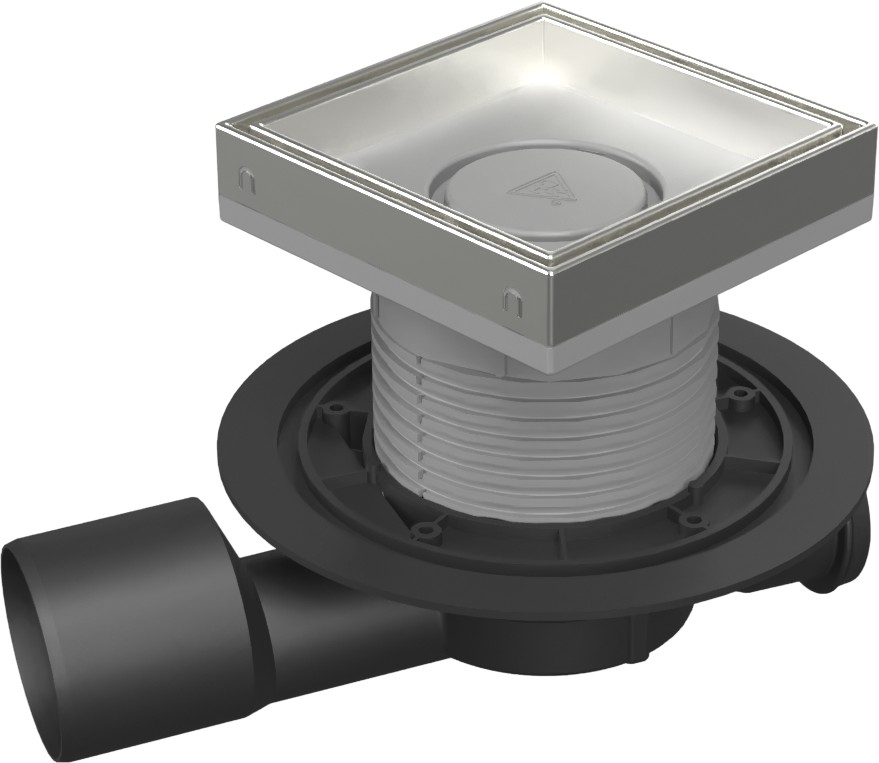 Podlahová vpusť průběžná D50/75, nerez rámeček, mřížka CERAMICS 150