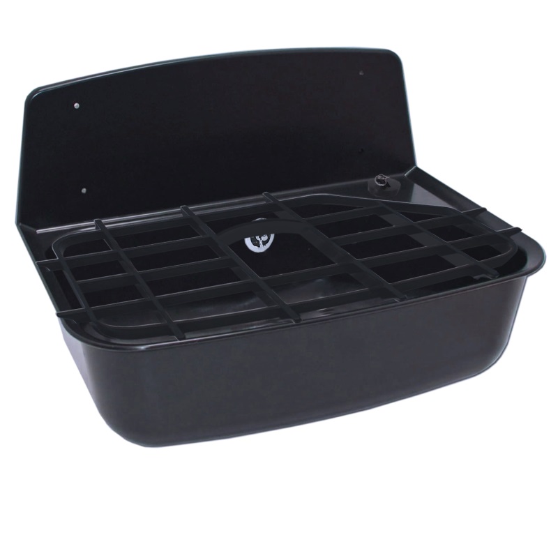 Plastová výlevka s roštem a sifonem - černá