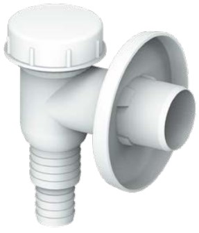 Předstěnový pračkový připojovací sifon s rozetou,bílý