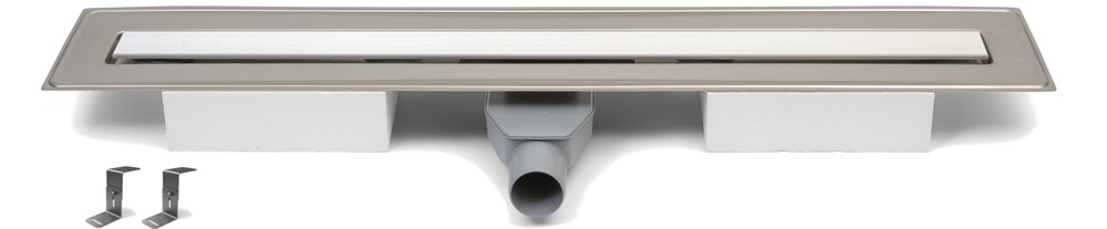 Lineární nerezový žlab AQUARIUS 900 mm s otočným bočním sifonem D50 bez izolace