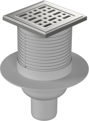 Podlahová vpusť spodní D50, límec, nerez rámeček, mřížka FACE 100