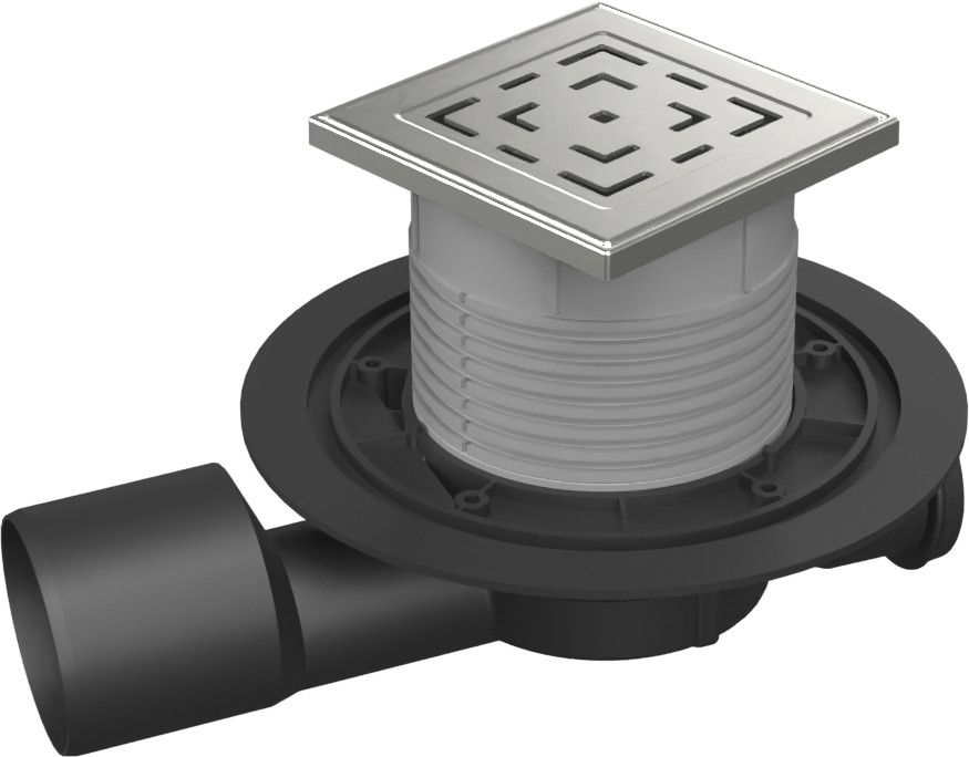 Podlahová vpusť průběžná D50/75 NEPTUN, nerez mřížka LABYRINTH