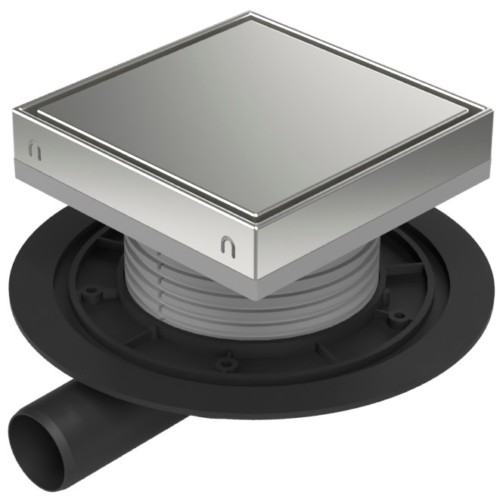 Podlahová vpusť boční D40, nerez rámeček, mřížka STEEL 150