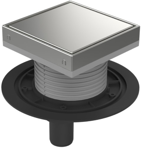 Podlahová vpusť spodní D40, nerez rámeček, mřížka STEEL 150