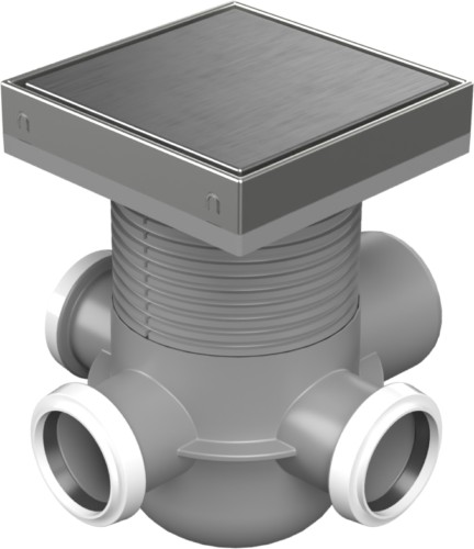 Podlahová vpusť boční D50/75 MULTI, nerez rámeček, mřížka STEEL 150