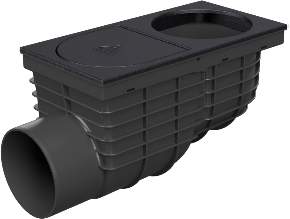 Lapač střešních splavenin boční D110, litinový povrch, pro svod D125