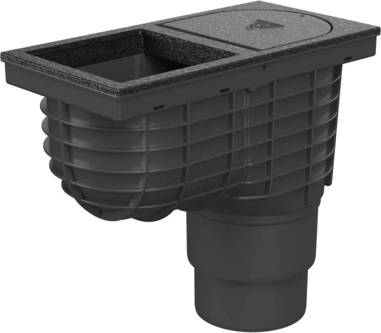 Lapač střešních splavenin spodní D110/125, litinový povrch, pro hranatý svod 125