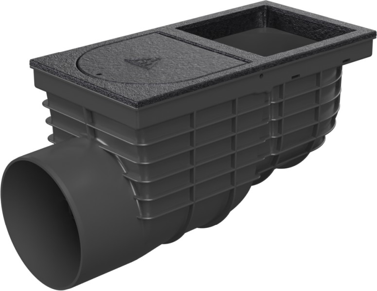 Lapač střešních splavenin boční D125, litinový povrch, pro hranatý svod 125