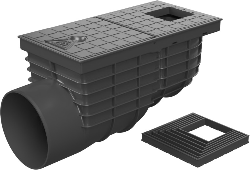 Lapač střešních splavenin boční D125, hranaté víko