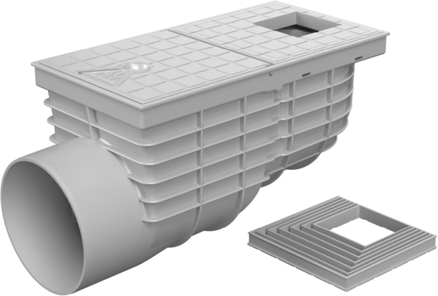 Lapač střešních splavenin boční D125, hranaté víko, šedá
