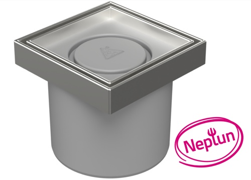 Podlahová vpusť přímá D110, NEPTUN, nerez rámeček, mřížka CERAMICS 125
