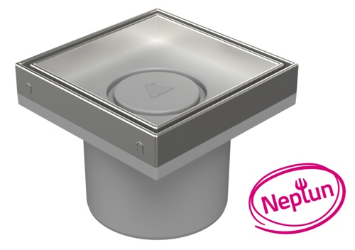 Podlahová vpusť přímá D110, NEPTUN, nerez rámeček, mřížka CERAMICS 150